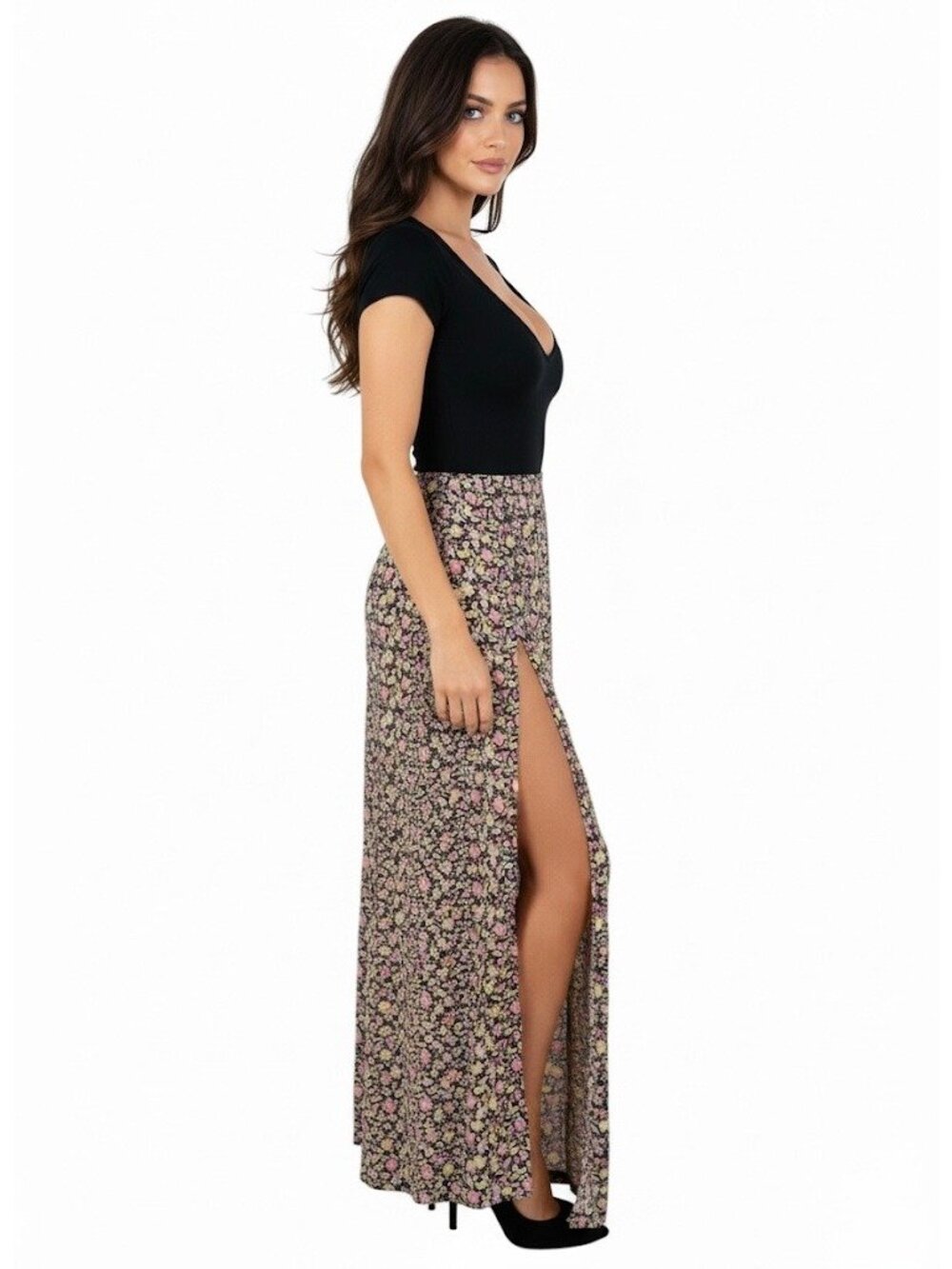 Brandy Melville Floral Double Slit Maxi Skirt S | Boho Cottagecore Y2K John Galt - Picture 14 of 16